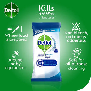 Dettol Anti-Bacterial Cleansing Surface Wipes 126 Pack (Various Amounts)