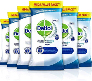 Dettol Anti-Bacterial Cleansing Surface Wipes 126 Pack (Various Amounts)